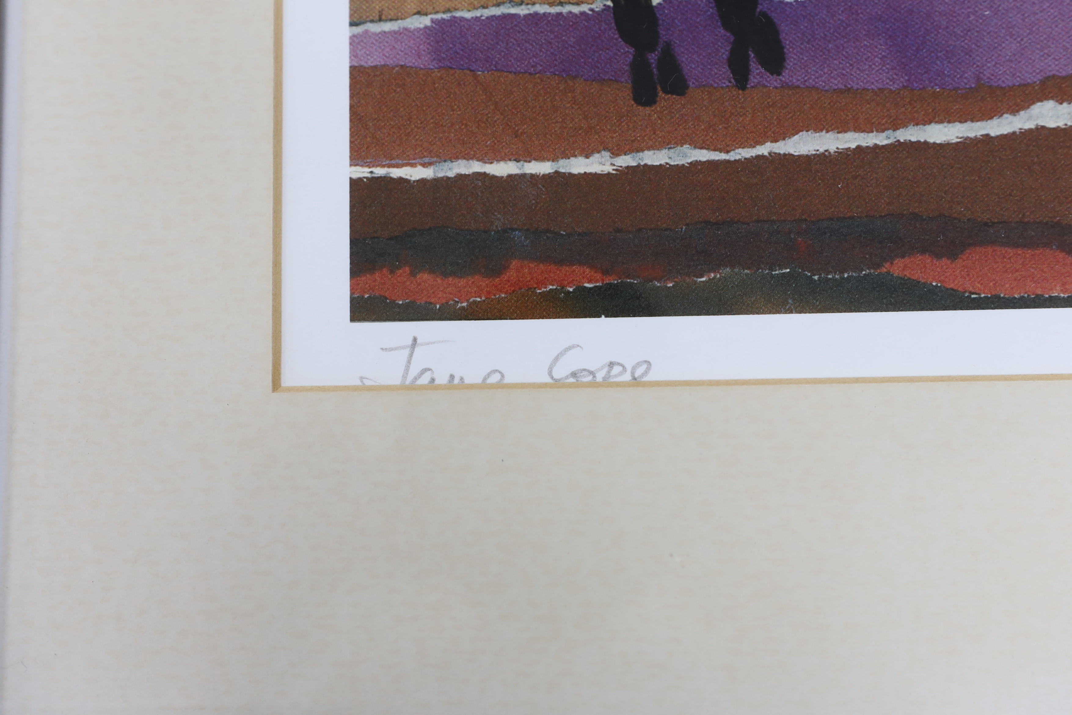 Jane Cope (contemporary), colour print, 'Pig', signed in pencil, 22 x 31cm